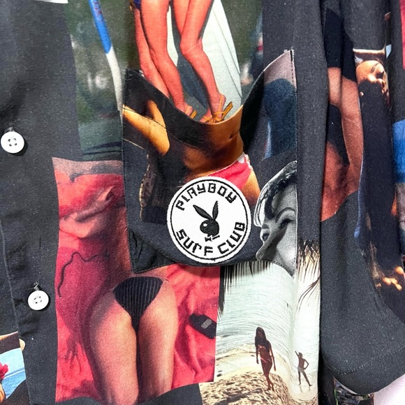 PACSUN Black Casual Button Down Shirt with Eclectic Design LARGE - Picture 3 of 5